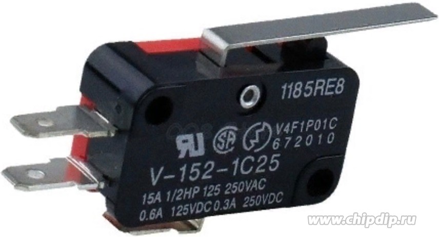 V-152-1C25, Микропереключатель OFF-(ON) 15A, 250VAC – купить оптом