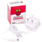 RPI4 PSU UK WHITE, Raspberry Pi - Charger, 5V, 3A, USB Type-C, UK Plug, White