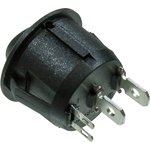 R13-112LBBOTR3-G, переключатель клавишный ON-OFF 250B 6A черный с красной подсветкой