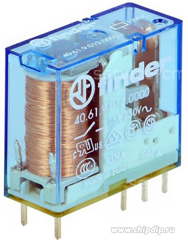 Relay 40.61.9.012.0000 Voltage coil 12V Spdt 16A 250Vac 30Vdc Finder