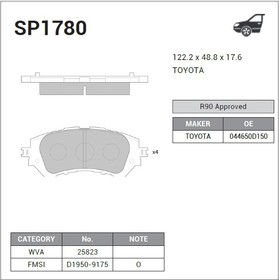 Фото 1/2 SP1780, SP1780_колодки дисковые передние!\ Toyota Yaris 1.0VVTi 06