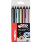 Цветные карандаши kolores metallic style 12 шт, трехгранные ...