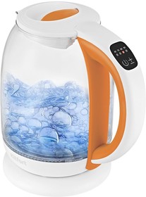Фото 1/6 Чайник электрический Kitfort КТ-6140-4 1.7л. 2200Вт белый/оранжевый корпус: стекло/пластик