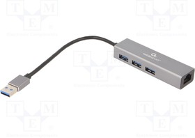 A-AMU3-LAN-01, Hub USB; RJ45,USB A socket x3,USB A plug; USB 3.0; PnP; 5Gbps