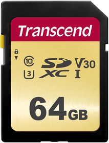 Фото 1/8 TS64GSDC500S, 64 GB SDHC, SDXC SD Card, Class 10, U3, V0