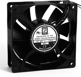 OD1225-24LB, DC Fans DC Fan, 120x120x25mm, 24VDC, 72CFM, 0.14A, 34dBA, 1800RPM, Dual Ball, Lead Wires