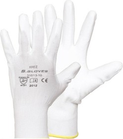 Перчатки нейлоновые с полиур.покр.KREZ белые 07 размер 31613-07