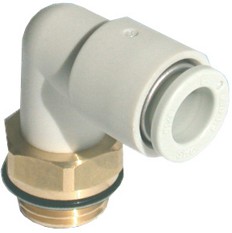 Фото 1/2 KQ2L10-G03A, KQ2 Series Elbow Threaded Adaptor, G 3/8 Male to Push In 10 mm, Threaded-to-Tube Connection Style