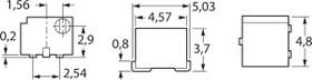 Cermet trimmer potentiometer, 9 turns, 100 kΩ, 0.25 W, SMD, lateral, 44JR100KLFTB