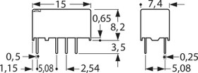 Relay, 2 Form C (NO/NC), 12 V (DC), 1028 Ω, 2 A, 220 V (DC), monostable, TX212J