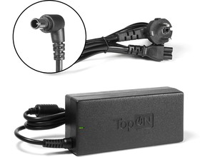 Блок питания (сетевой адаптер) TopOn для ноутбуков Sony Vaio 19.5V 4.7A 90W 6.5x4.4 мм с иглой черный, с сетевым кабелем