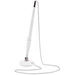 Ручка шариковая настольная BRAUBERG "Стенд-Пен Уайт1", СИНЯЯ, цепочка, корпус белый, линия письма 0,5 мм, 141044