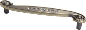 Ручка-скоба с кристаллами 96 мм, Д116 Ш20 В24, античная бронза CRL14-96 BA