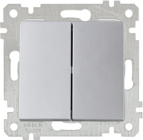 Двухклавишный выключатель Rita (коммутатор), цвет серебро (с винтом ) 2200 402 0282