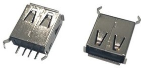 RND 205-01037, USB-A Connector 2.0 Receptacle, Straight, 4 Poles