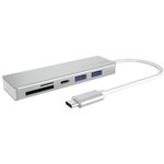 IB-HUB1413-CR, Multi-Port Adapter, USB-C Plug - USB-A Socket / USB-C Socket, Silver