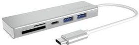 IB-HUB1413-CR, Multi-Port Adapter, USB-C Plug - USB-A Socket / USB-C Socket, Silver