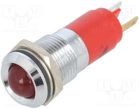 19210350, Индикат.лампа: LED; выпуклый; красный; 24ВDC; O14мм