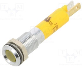 19010352, Индикат.лампа: LED; плоский; желтый; 24ВDC; O8мм; металл