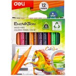 Карандаши цв. Deli EC114-12 Enovation трехгран. пластик 12цв. коробка/европод. (12шт)