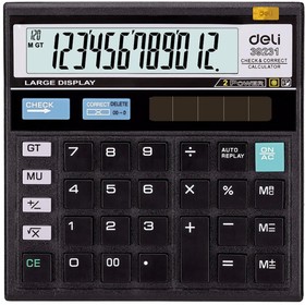 Фото 1/10 Калькулятор настольный КОМП. Deli E39231, 12-р, дв.пит., 129x129мм,черный