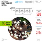 Светодиодная новогодняя гирлянда ЭРА ЕNIG - 24 Жемчужная ветвь, нить, 2,4 м ...