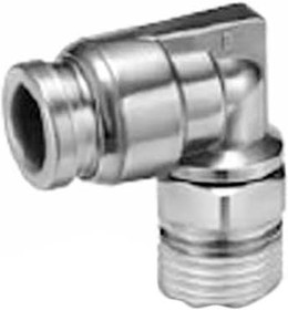 KQG2L06-03S, KQG2 Series Elbow Threaded Adaptor, R 3/8 Male to Push In 6 mm, Threaded-to-Tube Connection Style