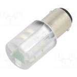 18561231, Индикат.лампа: LED; BA15D,T20; зеленый; пластик; 230ВAC; 230ВDC