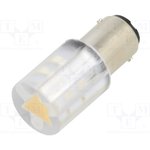 18561232, Индикат.лампа: LED; BA15D,T20; желтый; пластик; 230ВAC; 230ВDC