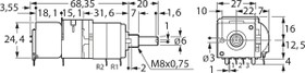Motorized dual potentiometer, 10 kΩ, 0.05 W, linear, solder pin, 401508