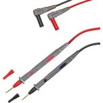Measuring lead with (test probe, straight) to (4 mm plug, angled), 1.2 m, red/black/gray, PVC, CAT III
