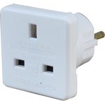 1518A WHT 2PK, UK to Europe Travel Adaptor, Twin Pack