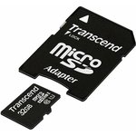 Карта памяти 32Gb MicroSD Transcend + SD адаптер (TS32GUSDU1)