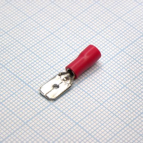 Фото 1/2 GMDD 1.25-250 red, наконечник кабельный ножевой (штекер) с изоляцией 0.8х6.35мм, сеч. пров. 0.5-1.5мм2