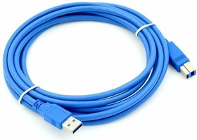 Фото 1/5 Кабель USB3.0 Buro USB A(m) - USB B(m), 1.8м, синий [usb3.0-am/bm]