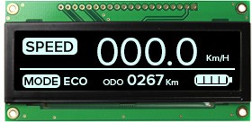NHD-3.12-25664UCW2, 3.12 Graphic White OLED - 256 X 64 Pizels - 3V - Parallel or serial MPU - Controller:SSD1322 - 1 x 20 Top