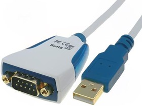 Фото 1/2 US232R-100-BLK, Модуль: проводной встроенный, RS232, USB, D-Sub 9pin, USB A, 1м