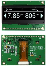 NHD-2.23-12832UCW3, 2.23 Graphic White OLED - 128 X 32 Pixels - 3V - Parallel or serial MPU - Controller:SSD1305 - 1 x 20 Bottom