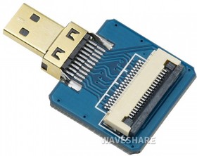 Фото 1/2 Micro HDMI Adapter Horizontal, Micro HDMI-разъем для шлейфа 20-пин с шагом 0.5мм, прямой разъем