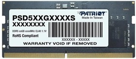 Фото 1/7 Модуль памяти Patriot SO-DIMM 8GB DDR5 4800Мгц CL40 (PSD58G480041S)