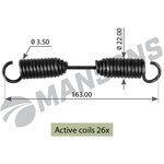 SPR0026, Пружина BPW колодки тормозной стяжная (3.50х22х163) MANSONS