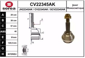 CV22345AK, CV22345AK_ШРУС наружный! 28x26 ABS 48\ Ford Transit 00-06