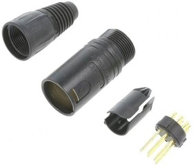 Фото 1/2 NC6MX-B, X Series - 6 pole male cable connector - black metal housing and gold contacts. The "industry standard" XLR cab ...