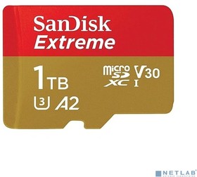 Фото 1/2 Micro SecureDigital 1TB SanDisk 1024GBEXTREME Class 10, UHS-I, W130, R 190 МБ/с,  SDSQXAV-1T00-GN6MN  без адаптера на SD