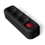 Колодка удлинителя 3-м с заземл. с выкл. АБС-пластик черн. UNIVersal 1310