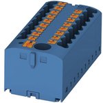 Distribution block, push-in connection, 0.14-4.0 mm², 19 pole, 24 A, 6 kV, blue ...