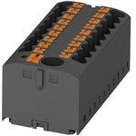 Distribution block, push-in connection, 0.14-4.0 mm², 7 pole, 24 A, 6 kV, black ...