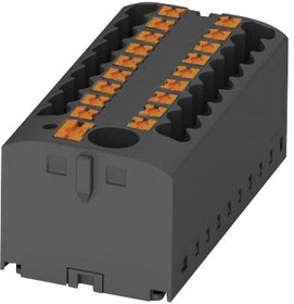 Фото 1/2 Distribution block, push-in connection, 0.14-4.0 mm², 7 pole, 24 A, 6 kV, black, 3273344