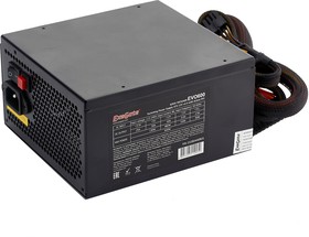 Фото 1/7 EX280441RUS, Блок питания 800W ExeGate EVO800 (ATX, APFC, КПД 80% (80 PLUS), 12cm RGB fan, 24pin, 2x(4+4)pin, 2xPCI-E, 6xSATA, 3xIDE, Cable