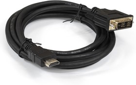 Фото 1/2 Кабель HDMI-DVI ExeGate EX-CC-HDMIM-DVIM-1.8 (19M/19M, single link, 1,8м,позолоченные контакты)